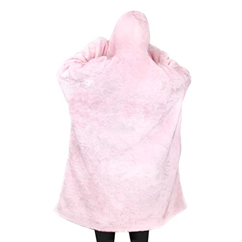 Whalehub Oversized Wearable Blanket Hoodie, Big & Warm Sweatshirt for Women & Men with Giant Pocket (Pink)