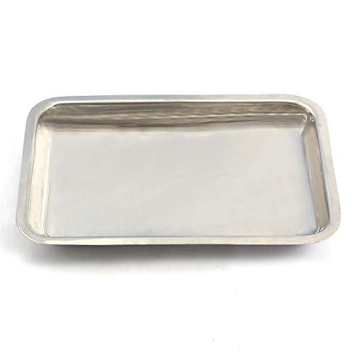 PRECISE CANADA: Vanity Organizer Tray for Hand Towels, Makeup, Beauty Products - Brushed Stainless Steel, 6.5" 10" X 1"