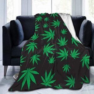 PNNUO Flannel Fleece Blanket-Leaf Weed Blanket Throw,All-Season Plush Blanket Comfortable & Warm for Couch Bed Or Men Women 50"X40"