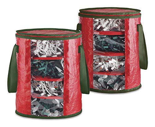 Whitmor Christmas Light Storage Bags Set of 2 Red/Green