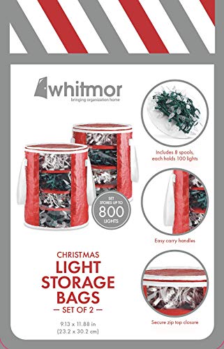 Whitmor Christmas Light Storage Bags Set of 2 Red/Green