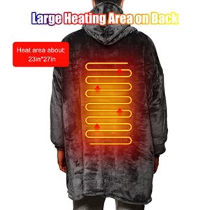 WOOLALA USB Heated Wearable Blanket, Oversied Lazy Hoodie with Large Heating Area on Back Cozy Sherpa Sweatshirt Therapy Heat Blacket with Hood for Sofa/ Bed/ Nightwork/ Outdoor