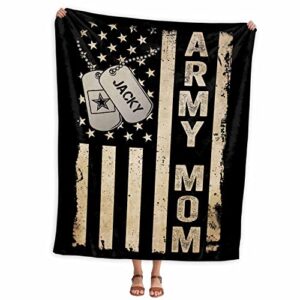 army mom, army dad us flag blanket personalized blanket gift for military mom, dad ideas gifts for birthday, mothers day, birthday, blanket customized, white