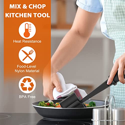 Meat Chopper, Heat Resistant Meat Masher for Ground Beef, Hamburger Meat, 5 Curve Blade Hamburger Chopper, Ground Meat Smasher Ground Beef Chopper, Mix and Chop Kitchen Tool & Meat Browning Utensil