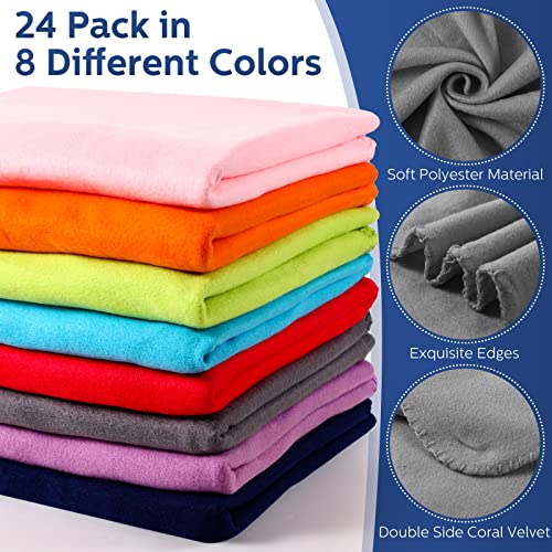 24 Pack Bulk Fleece Throw Blankets Solid Color Warm Fleece Blankets Lightweight Polar Fleece Blanket Soft Solid Polyester Sofa Blankets for Home Dorm Bed Sofa, 50 x 60 Inch (Vivid Colors)