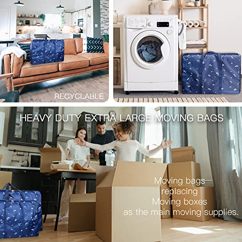 CHYUANX Moving Bags heavy duty extra large , Storage Bags Organizer with Strong Handles Wrap Around and Durable Zippers for Clothing Blanket Storage bags, Waterproof Foldable Carrying Moving Tote bags ,Dorm Room Moving Supplies, Space Saver Bags( 105L,2 P
