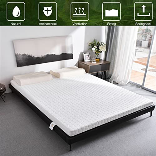 Natural Latex Hybrid Mattress,5in Trundle Mattress Medium Soft Organic Mattress Foldable Floor Sleeping Bed Tatami Mat with Cotton Cover,King 180x200cm