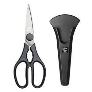 linoroso kitchen shears heavy duty kitchen scissors with magnetic holder, dishwasher safe scissors all purpose come apart blade made with japanese steel 4034 for meat/vegetables/bbq/herbs, black