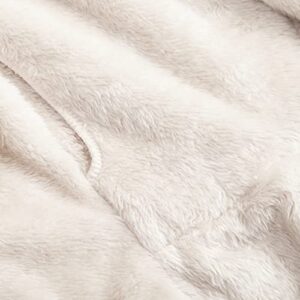 UnHide Shleepy Faux Fur Robe - Lightweight, Extra Soft, & Warm Wearable Blanket - Made From Soft Polyester Faux Fur Material - Machine Washable - Beige Bear - Plus Size