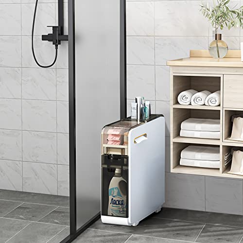 Lsoiup Narrow Bathroom Storage Cabinet for Small Spaces, Toilet Storage Cabinet for Skinny Bathroom Storage Corner Floor, Slim Toilet Paper Storage Cabinet