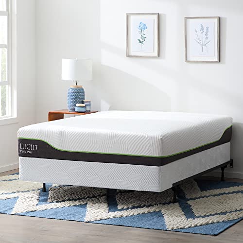 LUCID 8 Inch Gel Memory Foam Plush Mattress with Box Spring - Queen