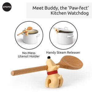 OTOTO Buddy Dog Kitchen Spoon Holder - Cooking Spoon Rest for Kitchen Counter - Spatula, Ladle Holder, Kitchen Utensil Holder - Heat Resistant & Dishwasher Safe Utensil Rest for Stove Top