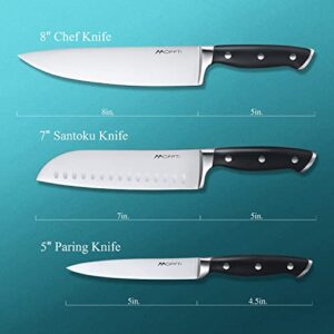 MOFFTI Chef Knife Set with Knife Sharpener, German EN1.4116 Stainless Steel Kitchen Knife Set, Ultra Sharp Professional Chef's Knife, Ergonomic Handle, Knives Set for Kitchen with Gift Box