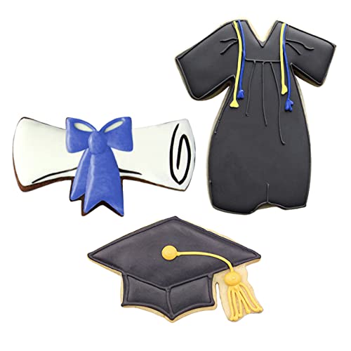 2023 Graduation Cookie Cutter Set 3-pcs Graduation Cap, Diploma and Graduation Gown Made in USA by Ann Clark