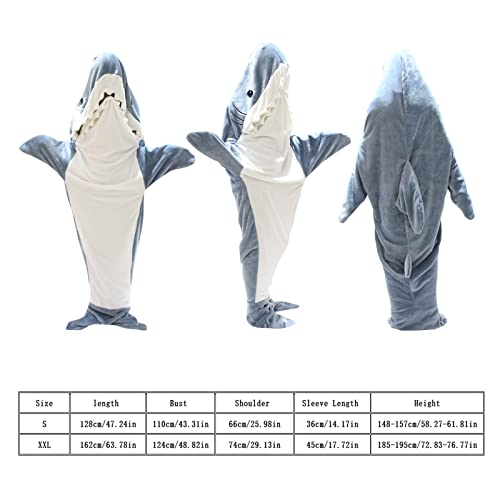 Shark Blanket Hoodie for Adult - Super Soft and Cozy Flannel Hoodie, Wearable Shark Blanket Adult & Shark Sleeping Bag (S | Suit for Height 58~62Inch) (M | Suit for Height 62~66Inch)