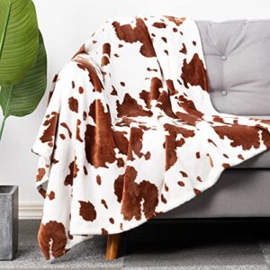 dangtop cow blanket, brown flannel fleece cowe throw, cozy soft warm and lightweight throw blanket, for kids adults, bedroom decor (brown, 59x79 inches)