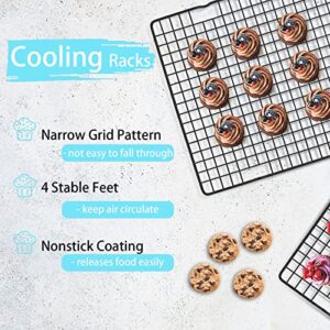 Tebery 4 Pack Black Heavy-Duty Wire Cooking Rack Baking Racks, Nonstick Baking & Cooling Grid for Roasting, Cooking, Grilling, Drying - 16" x 10"