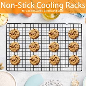 Tebery 4 Pack Black Heavy-Duty Wire Cooking Rack Baking Racks, Nonstick Baking & Cooling Grid for Roasting, Cooking, Grilling, Drying - 16" x 10"