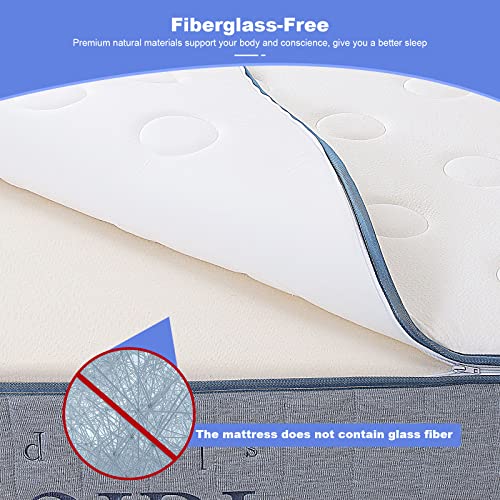 Memory Foam and Innerspring Hybrid Mattress, 14 Inch Double-Sided Cal-King Size Mattress with 2 Bonus Pillows, Flippable Mattress with Breathable Soft Fabric Cover, Bed-in-a-Box, Medium and Firm