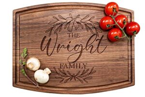 tayfus personalized cutting boards - custom laser engraved wood chopping block - usa handmade - best wedding, housewarming, anniversary, birthday, christmas gifts for friends, couples, family, parents