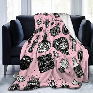 blublu witchy witch blanket flannel throw blanket flannel 50"x40" for men women kids gifts