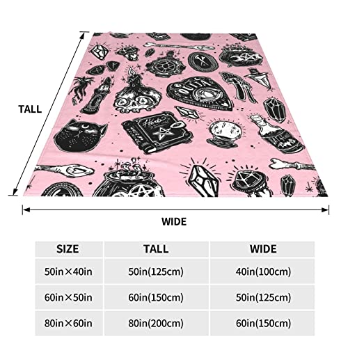 BLUBLU Witchy Witch Blanket Flannel Throw Blanket Flannel 50"x40" for Men Women Kids Gifts