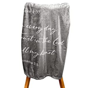 Double Creek Lightweight Scripture Throw Blanket Inspirational Verses Philippians 4:13, Luke 1:37, Proverbs 3:5, Comfort Blanket 50"x 60" Get Well Gift Men Women