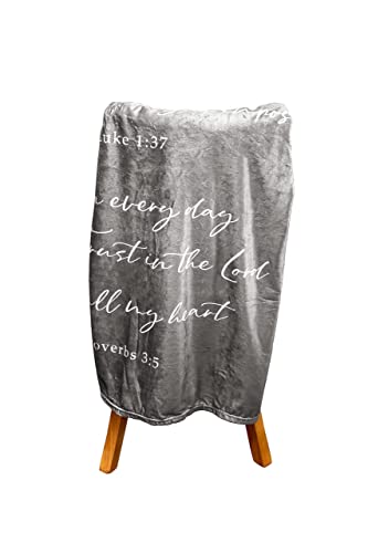 Double Creek Lightweight Scripture Throw Blanket Inspirational Verses Philippians 4:13, Luke 1:37, Proverbs 3:5, Comfort Blanket 50"x 60" Get Well Gift Men Women