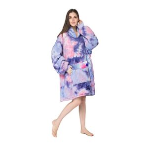 yltneuqer oversized wearable blanket hoodie, super warm and cozy giant hoodie blanket for women and men, one size fits all (pink purple)