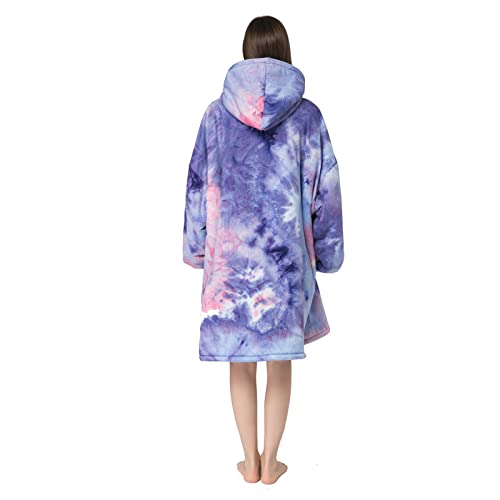 YLTNEUQER Oversized Wearable Blanket Hoodie, Super Warm and Cozy Giant Hoodie Blanket for women and men, One Size Fits All (Pink Purple)