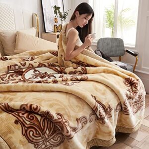 LGYKUMEG Warm Winter Fleece Plush Throw Blanket 71" × 87", Silky Soft and Warm, 2 Ply Reversible Raschel Throw,180×220cm3kg.