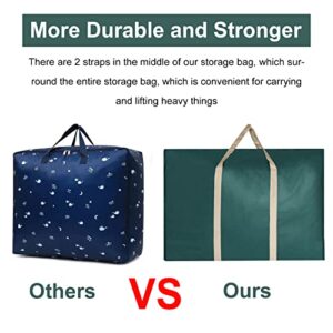 100L Large Storage Bag(3 Pack,Green),Large Moving Bags with Zippers & Carrying Handles, Storage Bags Storage Totes for Clothes, House Moving,77×55×24cm