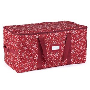 Covermates Keepsakes Treasurekeeper Storage Bag - Carrying Handles, ID Window - Holiday Storage-Red Snowflake