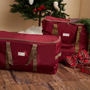 Covermates Keepsakes Treasurekeeper Storage Bag - Carrying Handles, ID Window - Holiday Storage-Red Snowflake