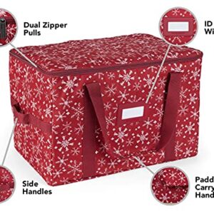 Covermates Keepsakes Treasurekeeper Storage Bag - Carrying Handles, ID Window - Holiday Storage-Red Snowflake