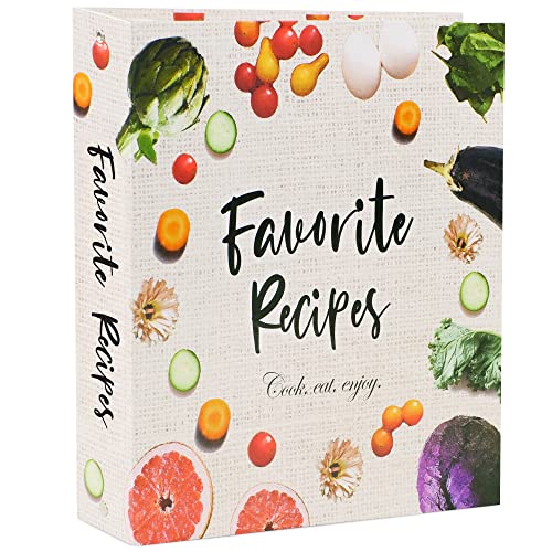 Recipe Binder, 3 Ring Organizer Kit 8.5x11 in. Book Binder with 16 Dividers & 32 Labels & 50 Plastic Sleeves. DIY Family Cookbook for Favorite Printed & Write in Recipes. (Vegetable)