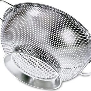 PriorityChef Colander, Stainless Steel Kitchen Strainer For Washing Rice, Pasta And Small Grains, 3 Quart