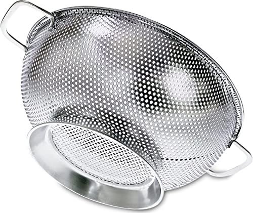 PriorityChef Colander, Stainless Steel Kitchen Strainer For Washing Rice, Pasta And Small Grains, 3 Quart