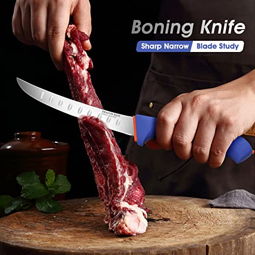 DRAGON RIOT Premium Boning Knife for Meat Cutting 6 Inch BBQ Brisket Meat Trimming Butcher Knife - Stainless Fish Fillet Turkey Carving Knife