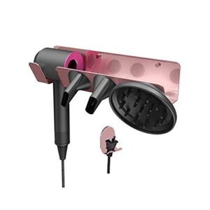 hosoncovy hairdryer wall mount holder stand blow dryer rack hook organizer for for dyson supersonic hair dryer (rose gold)