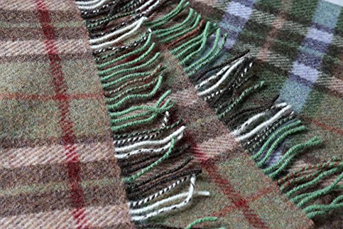 Genuine Irish, 100% Wool Throw & Toss Blanket, Traditional Plaid Print, Soft Warm Heirloom Quality Lambswool, Imported from Ireland, 54" x 72" Inches, Green