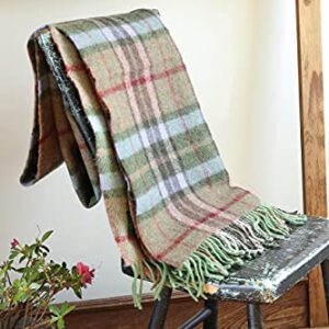 Genuine Irish, 100% Wool Throw & Toss Blanket, Traditional Plaid Print, Soft Warm Heirloom Quality Lambswool, Imported from Ireland, 54" x 72" Inches, Green