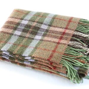 Genuine Irish, 100% Wool Throw & Toss Blanket, Traditional Plaid Print, Soft Warm Heirloom Quality Lambswool, Imported from Ireland, 54" x 72" Inches, Green