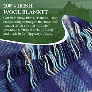 Genuine Irish, 100% Wool Throw & Toss Blanket, Traditional Plaid Print, Soft Warm Heirloom Quality Lambswool, Imported from Ireland, 54" x 72" Inches, Green