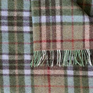 Genuine Irish, 100% Wool Throw & Toss Blanket, Traditional Plaid Print, Soft Warm Heirloom Quality Lambswool, Imported from Ireland, 54" x 72" Inches, Green