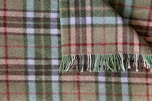 Genuine Irish, 100% Wool Throw & Toss Blanket, Traditional Plaid Print, Soft Warm Heirloom Quality Lambswool, Imported from Ireland, 54" x 72" Inches, Green