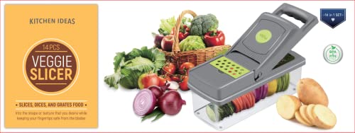 Improved Vegetable Chopper, 14-in-1 Safe Chopper Vegetable Cutter,Onion Chopper,Veggie Chopper,Chopper,Food Chopper,Food Chopper Manual Hand,Vegetable Slicer,Kitchen Gadgets