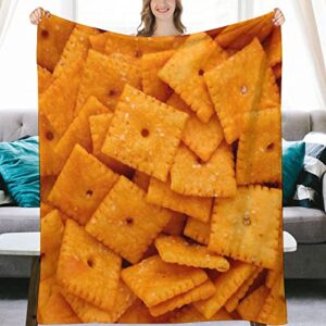 3d funny realistic food cheese cracker flannel fleece throw blankets 50"x40" soft cozy fluffy winter fall blanket cozy soft fuzzy plush home decor for couch bed sofa living room bedroom