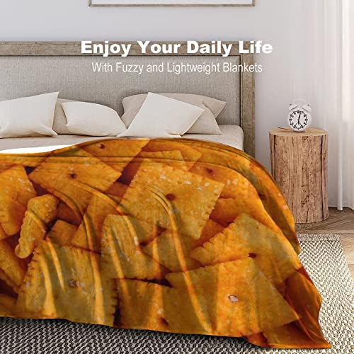 3D Funny Realistic Food Cheese Cracker Flannel Fleece Throw Blankets 50"X40" Soft Cozy Fluffy Winter Fall Blanket Cozy Soft Fuzzy Plush Home Decor for Couch Bed Sofa Living Room Bedroom