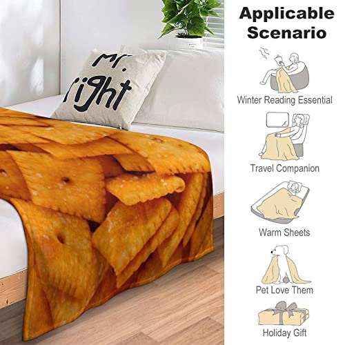 3D Funny Realistic Food Cheese Cracker Flannel Fleece Throw Blankets 50"X40" Soft Cozy Fluffy Winter Fall Blanket Cozy Soft Fuzzy Plush Home Decor for Couch Bed Sofa Living Room Bedroom